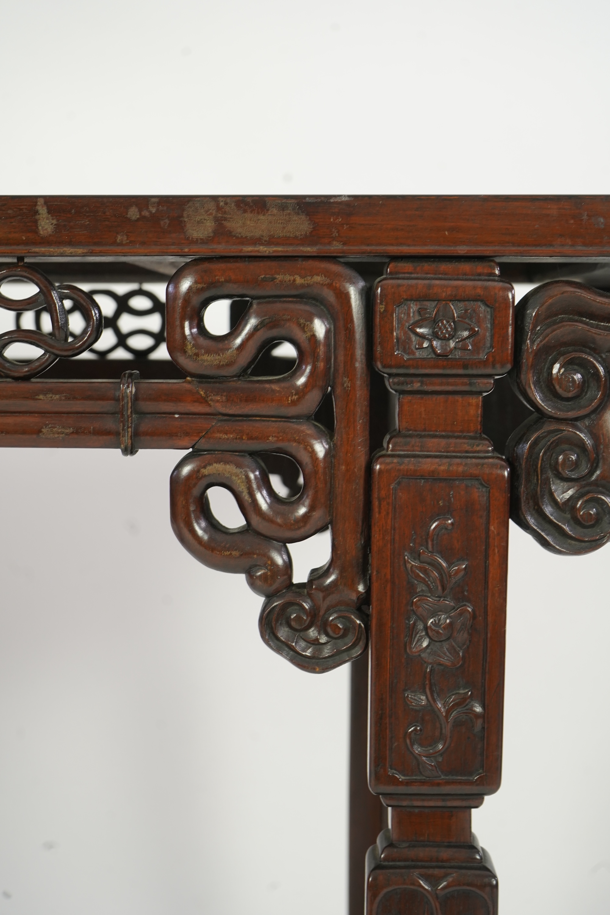 A small Chinese hongmu altar table, late 19th/early 20th century